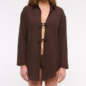 Tie front shirt dress